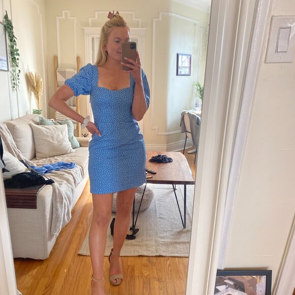 French Connection Blue Puff Sleeve Mini Dress (Size XS)
- Picture 2 of 9